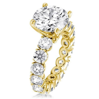 18K vàng trắng Zircon Eternity Band 925 Sterling bạc nhẫn đính hôn