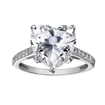Công nghệ Micro Insert Inlay Heart Cut CZ Stone 925 Sterling Silver nhẫn đính hôn