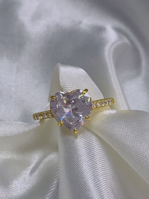 Công nghệ Micro Insert Inlay Heart Cut CZ Stone 925 Sterling Silver nhẫn đính hôn
