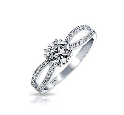 925 Sterling Silver Ring Micron Pave White Gold Plated cho phụ nữ Hôn nhân