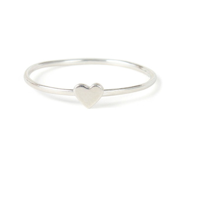 Nhẫn trái tim thiết kế tinh tế đơn giản 925 Sterling bạc 18K vàng mạ không mờ