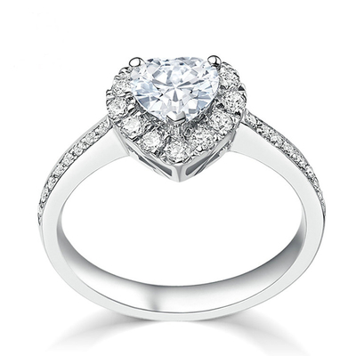 Đồng Creative Heart Shape Clear CZ 925 Sterling Silver Eternity Band nhẫn cho phụ nữ đồ trang sức