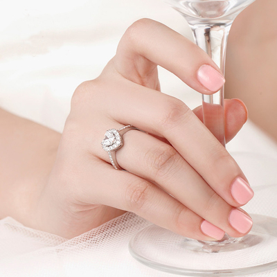 Đồng Creative Heart Shape Clear CZ 925 Sterling Silver Eternity Band nhẫn cho phụ nữ đồ trang sức
