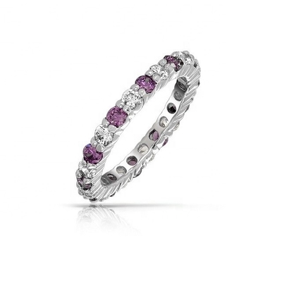 Chiếc nhẫn Eternity Silver 925 với vàng hồng và viên đá sinh nhật CZ