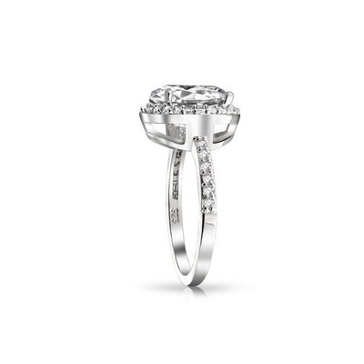925 Sterling bạc 10mm trắng CZ Solitaire nhẫn đính hôn với đá chính kích thước 10mm