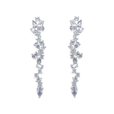 Cluster Drop Bridal Statement Bàn tai màu trắng cubic Zircon đồng Bàn tai tùy chỉnh