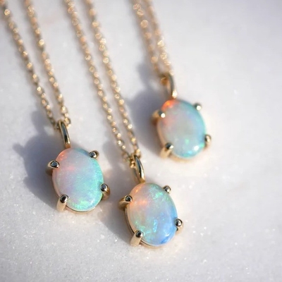 Tay làm 18K vàng bọc dây chuyền Prong thiết lập Opal đá 925 bạc vòng cổ