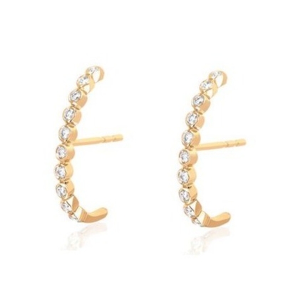 18K vàng bọc Bezel thiết lập màu trắng hình khối Zircon Stud Bàn tai cho phụ nữ
