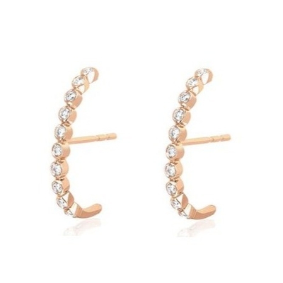 18K vàng bọc Bezel thiết lập màu trắng hình khối Zircon Stud Bàn tai cho phụ nữ