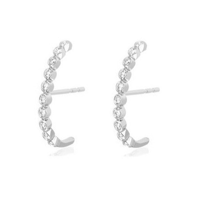 18K vàng bọc Bezel thiết lập màu trắng hình khối Zircon Stud Bàn tai cho phụ nữ