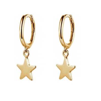 Đồng 14K vàng hình ngôi sao Hoop Bàn tai cho phụ nữ Đồ trang sức hàng ngày đơn giản