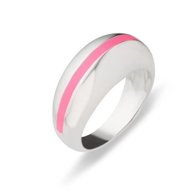 Đàn bà bán buôn 18K vàng sợi sợi màu hồng Dome 925 Sterling Silver