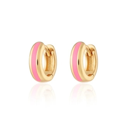 925 Logo tùy chỉnh 18K vàng mạ mịn màu hồng Huggie Bàn tai cho phụ nữ Chick nhìn