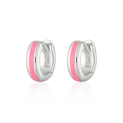 925 Logo tùy chỉnh 18K vàng mạ mịn màu hồng Huggie Bàn tai cho phụ nữ Chick nhìn