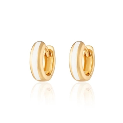 925 Logo tùy chỉnh 18K vàng mạ mịn màu hồng Huggie Bàn tai cho phụ nữ Chick nhìn