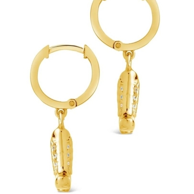 Giày cao bồi Micro tinh tế đồng rơi bông tai trắng CZ đá đồng Dangle bông tai