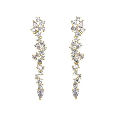 Cluster Drop Bridal Statement Bàn tai màu trắng cubic Zircon đồng Bàn tai tùy chỉnh