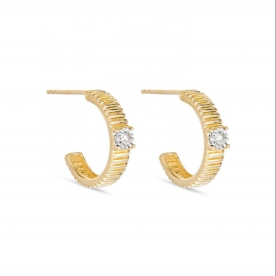 Đàn bà Cubic Zirconia Kim cương Hoop Bàn tai đồng tròn cắt rực rỡ