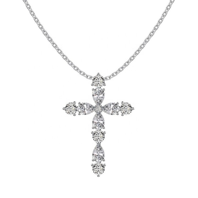 Tùy chỉnh 925 Sterling Silver Cross Necklace 18k Silver Cross And Chain