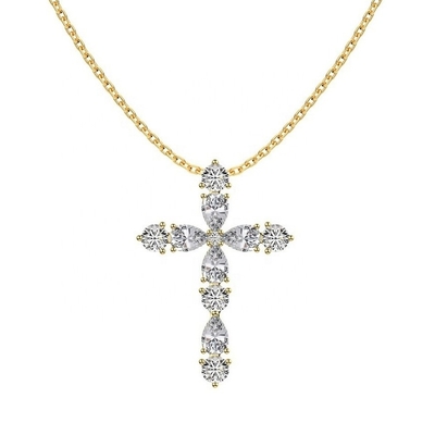 Tùy chỉnh 925 Sterling Silver Cross Necklace 18k Silver Cross And Chain