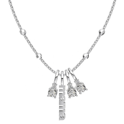 Đeo cổ màu trắng CZ 4mm 925 bạc nữ Đeo cổ đá Zircon Đẹp