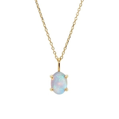 Tay làm 18K vàng bọc dây chuyền Prong thiết lập Opal đá 925 bạc vòng cổ