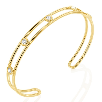 Platinum Diamond Cubic Zirconia Cuff Bracelet Chiều rộng 6mm CZ Cuff Bracelet