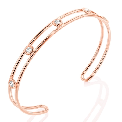 Platinum Diamond Cubic Zirconia Cuff Bracelet Chiều rộng 6mm CZ Cuff Bracelet