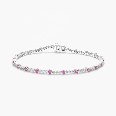 3MM White Zircon Ruby quần áo quần vợt vòng cắt Sterling bạc quần áo quần vợt