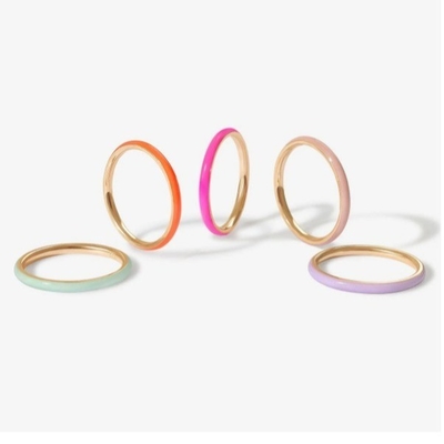 Nhẫn mạ mịn màu hồng 18K vàng ốp 925 Sterling Silver Stacking Rings