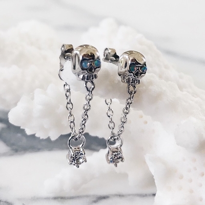 Bông tai chuỗi đầu lâu bằng đá Opal thủ công mạ vàng 18K cho nữ