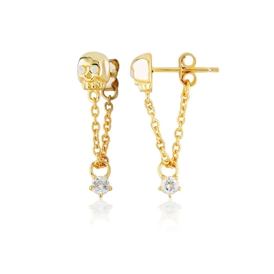 Bông tai chuỗi đầu lâu bằng đá Opal thủ công mạ vàng 18K cho nữ