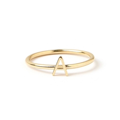 Bức thư nhỏ bằng vàng 14K được cá nhân hóa và xếp chồng lên nhau nhẫn bạc 925 Sterling dành cho phụ nữ