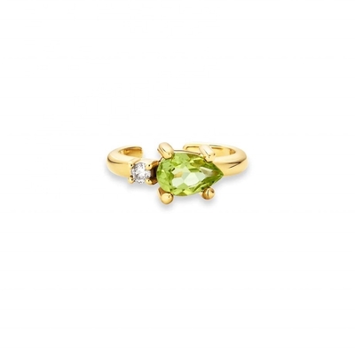 Bông tai CZ Peridot cắt hình quả lê mạ vàng 18K làm từ bạc Sterling 925 thời trang hợp xu hướng