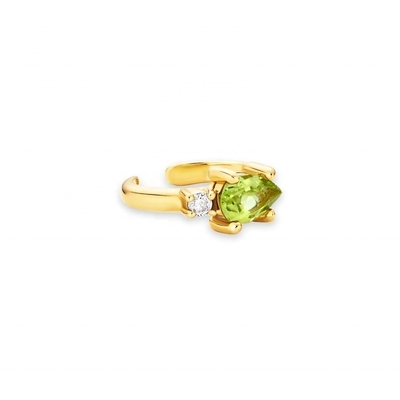 Bông tai CZ Peridot cắt hình quả lê mạ vàng 18K làm từ bạc Sterling 925 thời trang hợp xu hướng