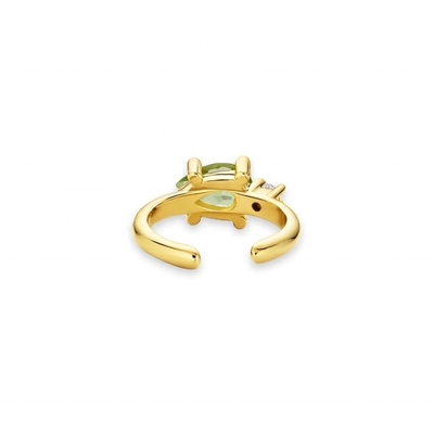Bông tai CZ Peridot cắt hình quả lê mạ vàng 18K làm từ bạc Sterling 925 thời trang hợp xu hướng