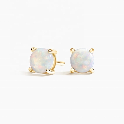 Hoa tai đính đá Opal vàng 18K 6MM dành cho phụ nữ và trẻ em gái Trang sức cao cấp