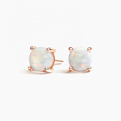 Hoa tai đính đá Opal vàng 18K 6MM dành cho phụ nữ và trẻ em gái Trang sức cao cấp