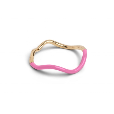 925 Sterling Silver 18k Gold Pink Enamel Band Rings Cho Phụ nữ Cô gái