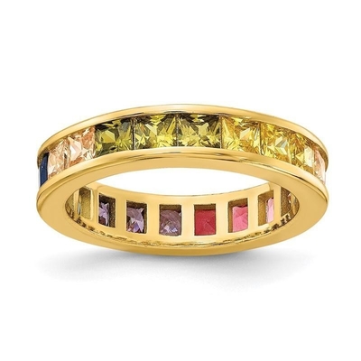 Vòng đính hôn màu sắc hình khối Zircon Eternity cho phụ nữ 925 bạc thân thiện với môi trường