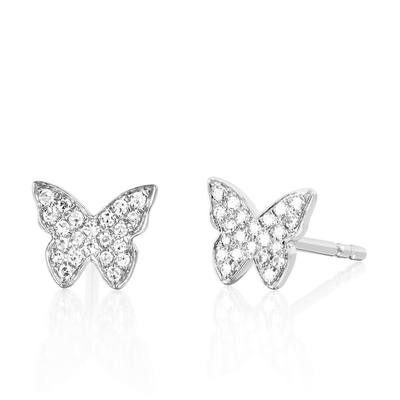 Hoa tai đính bướm mạ vàng 18K thủ công với viền đá trắng và đá ZIRCON