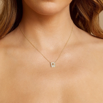 Làm cho ngày của cô ấy với 14K vàng hình vuông đầu tiên cổ đá quý cho phụ nữ quà Valentine