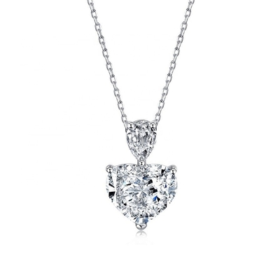 S925 Đeo cổ bạc Sterling cho phụ nữ Trái tim màu hồng Bạch giọt Pear CZ Đeo dây chuyền xương sống