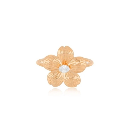 Forever Flower 18K vàng bọc hình bầu dục CZ nữ nhẫn trong 925 Sterling bạc đồ trang sức