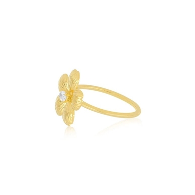 Forever Flower 18K vàng bọc hình bầu dục CZ nữ nhẫn trong 925 Sterling bạc đồ trang sức