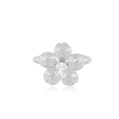 Forever Flower 18K vàng bọc hình bầu dục CZ nữ nhẫn trong 925 Sterling bạc đồ trang sức