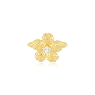 Forever Flower 18K vàng bọc hình bầu dục CZ nữ nhẫn trong 925 Sterling bạc đồ trang sức