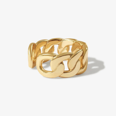 Nhẫn hở chuỗi lớn bằng vàng vàng 14K, bạc S925