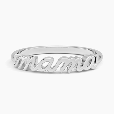 Classic 925 Sterling Silver14K Gold Highly Polished MAMA Women Rings In Minimalist Design (Vòng nhẫn nữ MAMA được đánh bóng cao với thiết kế tối giản)