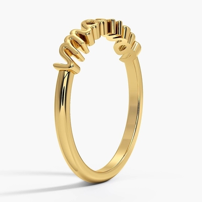 Classic 925 Sterling Silver14K Gold Highly Polished MAMA Women Rings In Minimalist Design (Vòng nhẫn nữ MAMA được đánh bóng cao với thiết kế tối giản)